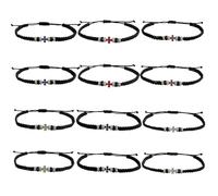 BONITTER 12PCS Black Orthodox Prayer Rope Bracelet with Metalic Cross, Handmad Chotki Komboskini Christian Prayer Gift, One Size, Nylon, no gemstone