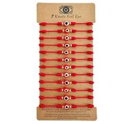 BONITTER Evil Eye Protection Bracelet Set, 12 Pack Adjustable Red 7 Knot Lucky String Amulets, Black and Pink Friendship Bracelets for Women, Men, Boys, Girls (12, Red), One Size, Nylon Resin, no