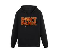 bonjour! Don'T Panic Hitchhikers Guide To The Galaxy Black Printing Graphic Mens Sweatshirts Unisex Hooded L