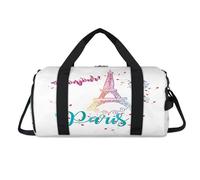 Bonjour Eiffel Tower Sport Duffel Bag with Shoes Compartment Eiffel Tower Paris Overnight Weekender Bags Travel Gym Luggage Organizer for Women Men Kids Girls Boys