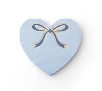 Bonjour Fete Blue Signature Bow Heart Napkins | Heart-Shaped, Disposable Paper Napkins with Gold Foil Bow Detail | Premium Party Supplies | Valentine’s Day, Baby Shower Decor | Pack of 20, 6.5" Folded