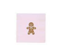 Bonjour Fête Pink Gingerbread Small Paper Party Napkins | 3-Ply Cocktail Napkins for Holiday & Birthday Decorations Premium Party Table Decor | Pack of 20, 5" Folded