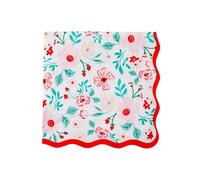 Bonjour Fête Pink & Red Floral Paper Party Dinner Napkins | 3-Ply Napkins for Valentine’s Day, Spring Parties & Afternoon Tea | Premium Cocktail Size | Festive Table Decor | Pack of 20, 5" Folded