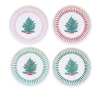 Bonjour Fête X One & Only Paper Christmas Tree Plates - Small Disposable Christmas Plates - Round Design - Eco-Friendly - Perfect for Christmas & Holiday Parties - 8" (20 Pack)