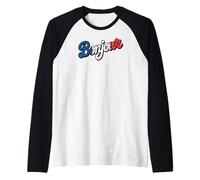 Bonjour French Greeting Flag of France Raglan Baseball Tee