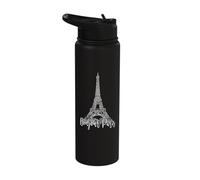 Bonjour Hand Drawn Line Art Drawing Paris Eiffel Tower Stainless Steel Insulated Water Bottle