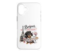 Bonjour Madame Dachshund Paris Cafe Dog Lover Case for iPhone 16 Plus