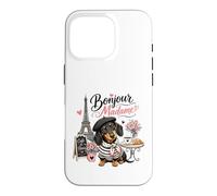 Bonjour Madame Dachshund Paris Cafe Dog Lover Case for iPhone 16 Pro