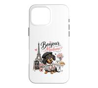 Bonjour Madame Dachshund Paris Cafe Dog Lover Case for iPhone 16 Pro Max