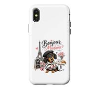 Bonjour Madame Dachshund Paris Cafe Dog Lover Case for iPhone X/XS