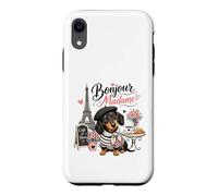 Bonjour Madame Dachshund Paris Cafe Dog Lover Case for iPhone XR
