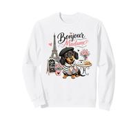 Bonjour Madame Dachshund Paris Cafe Dog Lover Sweatshirt