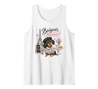 Bonjour Madame Dachshund Paris Cafe Dog Lover Tank Top
