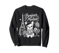 Bonjour Madame French Bulldog Paris Cafe Lover Design Sweatshirt