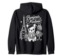 Bonjour Madame French Bulldog Paris Cafe Lover Design Zip Hoodie