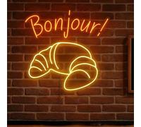 Bonjour Neon Sign LED Wall Signs Custom Neon Light Handmade LED Sign for Home Decor Cafe Bakery Gift