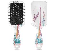 Bonjour Paris Eiffel Tower Hair Brush Colorful Eiffel Tower Wet Dry Air Cushion Hair Brush Plastic Detangler Hairbrush for Kids Adults Back To School Gift Women Men