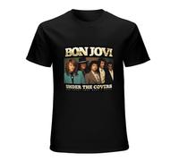 BonJovi Mens Unisex T-Shirt Graphic Print Top Black Tee L