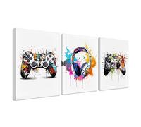 BONJUME Gaming Poster With Frame, 3PCS Gaming Room Decor Youth Gaming Pictures With Poster Framed Wall Pictures Set Living Room Bedroom Playroom Children's Room Gift Art Prints Wall Decor - 16" x12''