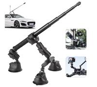 BONJUME Triple Suction Cup Car Mount Set, Car Triple Suction Cup Mount And Clamp For Insta360 Gopro Akaso Action Camera, 28-112 Cm Retractable Selfie Stick Magic Arm Camera Mount