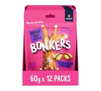 BONKERS Cat Bites 12 x 60 g, Crunchy & Soft Bangin' Beef Flavoured Pet Treats