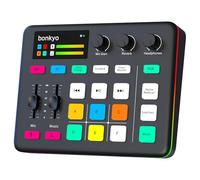 Bonkyo Gaming Audio Mixer & USB Interface with XLR Microphone, Bluetooth 5.0, RGB Effects, 48V Phantom Power, Voice Changer, G1 Sound Card for PS5, TikTok Live Streaming, Podcasting (Black)