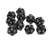 BONKZEBU 10PCS Polyhedral Dice Set, 20 Sided Dice Made of High Strength Plastic Wear Proof Sturdy Durable, with Clear Large Numbers for Table Games Role Playing Math Educational (Black)