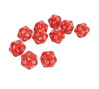 BONKZEBU 10PCS Polyhedral Dice Set, 20 Sided Dice Made of High Strength Plastic Wear Proof Sturdy Durable, with Clear Large Numbers for Table Games Role Playing Math Educational (Red)