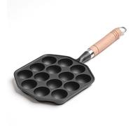 BONKZEBU 14 Holes Takoyaki Pan Nonstick Cast Iron Takoyaki Pan with Handle Baking Mold Tray for Pancake, Equipped with Removable Handle for Home Kitchen Cooking Takoyaki Makers