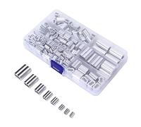 BONKZEBU 250Pcs Cable Ferrule Crimping Loop Sleeve Kit for Construction Site, Solid Aluminum Double Drum Wire Rope End Assortment