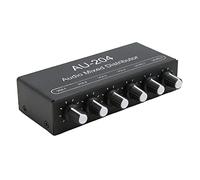 BONKZEBU 3.5mm Interface Stereo Sound Signal Mixer 2 in 4 Out Sound Mixer with Multi Applicable Objects, Perfect for Studio and Stage Performances, Aluminium Alloy Black