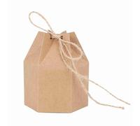 BONKZEBU 50Pcs DIY Kraft Paper Candy Boxes with Hemp Rope, 2.8 X 1.6 X | Kraft Paper Gift Bags for Wedding, Baby Shower, Birthday Party, and Hershey or Ferrero Candies