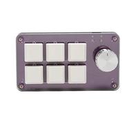 BONKZEBU 6 Key Mechanical Gaming Keypad with Knob Wired Mini Keyboard, Portable Blue Switch Programmable Keyboard for Office Industrial Control, Universal for Computer (Transparent Purple)