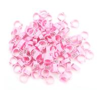BONKZEBU 8mm Numbered Plastic Leg Rings, 100pcs Red (Pink)
