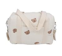 BONKZEBU Baby Stroller Bag, Floral Quilt Baby Bag Multifunctional Reusable Storage Organizer with Zipper Pockets for Mom and Essentials, Diaper Tote Handbag (Bear )