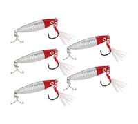 BONKZEBU Brightly Colored Vib Fishing Lures with 3D Patterns and Reflections, Ideal for Attracting Fish, 5Pcs Metal Lures (Red Head Silver Body)