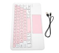 BONKZEBU BT Wireless Keyboard with Touchpad, Portable Rechargeable Keyboard for IOS Tablet 2021 - Wide Application, 3.7V Working Voltage, ABS Material (Pink White)