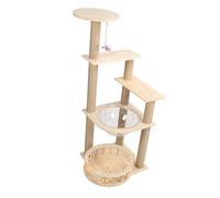 BONKZEBU Cat Tree Sturdy Multi Level Indoor Climbing Frame for Cats Solid Wood Space Saving 47.2x15.7x17.7in (Space Cabin)