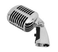 BONKZEBU Classic Retro Dynamic Vocal Microphone,Vintage Classic Appearance Vintage Retro Old School Microphone,Self Tensioning Rack,for KTV (Silver)