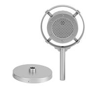BONKZEBU Classic Retro Plastic Microphone Prop, Great for Pretend Play and Karaoke, Ideal for Vintage Theme Parties, Lightweight and Unique, Includes 1 Microphone and 1 Base (Silver)