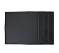 BONKZEBU Coffee Machine Bar Mat Heat Insulation Silicone Dual Zone Drying Mat and Drip Tray for Kitchen Countertop Non Slip Rubber Backing Raised Edges 61 X 40.5cm (Black)