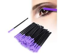 BONKZEBU Disposable Eyelash Brush Beauty Tool for Delicate and Makeup 50Pcs Set Silicone Yellow Purple Orange Rose Red for Professional Cosmetic Shop or Home Use (Purple)