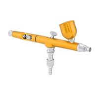 BONKZEBU Dual Action Gravity Feed Airbrush Gun 0.3mm Spray Art Paint for Fine Nail Tattoo 2 Pack Black and Silver (Yellow)