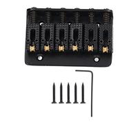 BONKZEBU Electric Guitar Bridge 6 Strings Hardtail Top Load Fixed Bridge Replacement Premium Iron Copper Glossy Surface for Electric Guitar Players Musicians (Black)