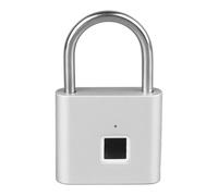 BONKZEBU Fingerprint Padlock Smart Biometric Lock for Gym Locker, USB Rechargeable Zinc Alloy Stainless Steel, IP54 Electronic Padlock for Outdoor Storage (Silver)