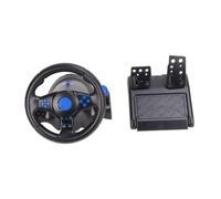 BONKZEBU Game Steering Wheel Vibration USB Racing Wheel 180° Rotation for PC, 4 Axes 12 Buttons Spring Pedal, Lifelike Design for One