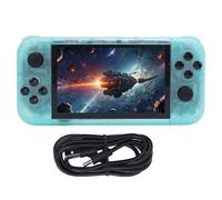 BONKZEBU Handheld Retro Game Console, 5 Inch IPS Screen 2GB DDR4 USB C Portable Video Game Console 64GB for Linux, Double 3D Joysticks RGB Lighting, OCA Full Lamination Eye Care (Transparent Green)