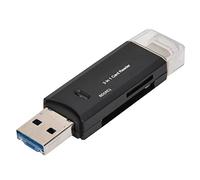 BONKZEBU High-Speed 3 in 1 Card Reader for Mobile Phone, Computer, Card, LED Indicator Design, Multifunctional for Daily Use (Black)