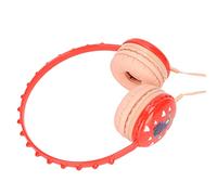 BONKZEBU Kids Wired Headphone, Cute Dinosaur Pattern Adjustable Headband Stereo Headset for Children 3+, Comfortable Over Ear Headphone with Mic for Christmas, Birthday Gifts (Red)
