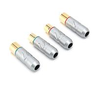 BONKZEBU Pure Copper XLR Microphone Plug 4-Plug Palladium-Plated XLR Cable Male+Female -Plated Brass for Studio Recording Red/Blue 3-Core Microphone